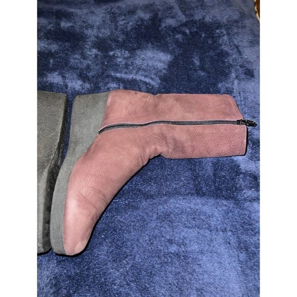 ARCHE LN Bradip Burgundy Nubuck Leather Wedge Ankle Boots Side Zipper - Picture 7 of 16